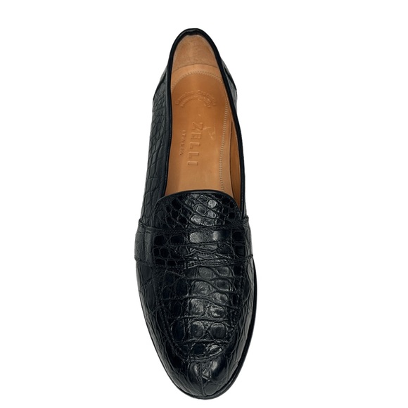 Zelli Italia Black Nic Roma Genuine Crocodile Leather Penny Loafers Size 12M - Picture 13 of 17